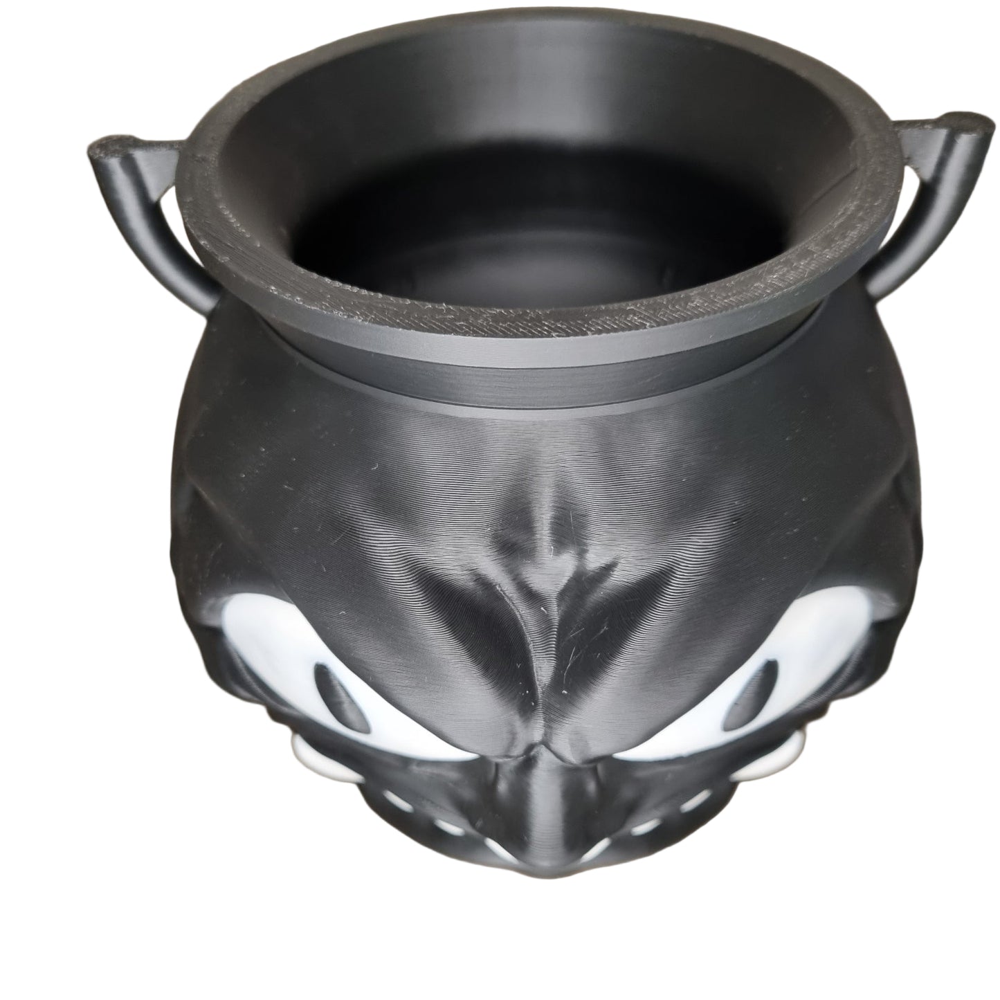 Black and white Halloween spooky cauldron candy pot