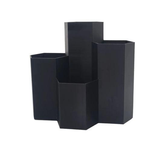 Hexagonal Desk Organizer Black Large, front view