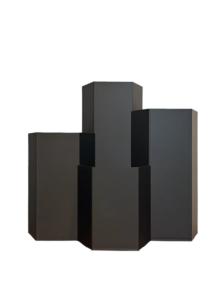 Hexagonal Desk Organizer Black Large, front view, desktop