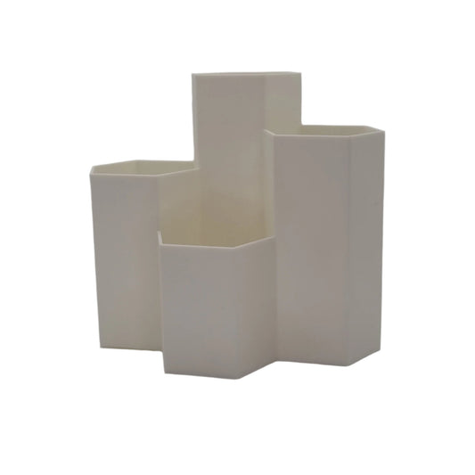 Hexagonal Desk Organizer White Large, front view
