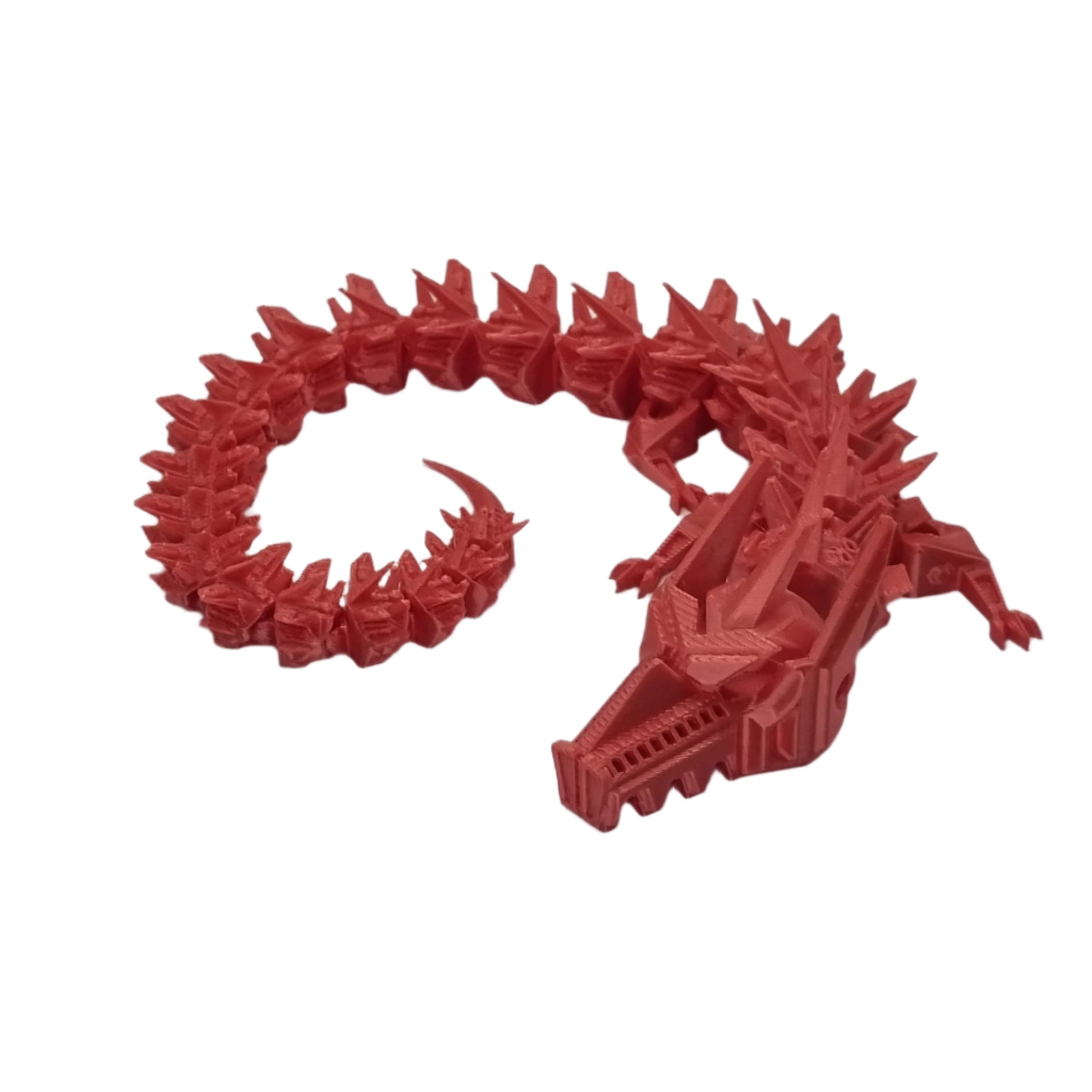 Horned dragon, coral pink, curled