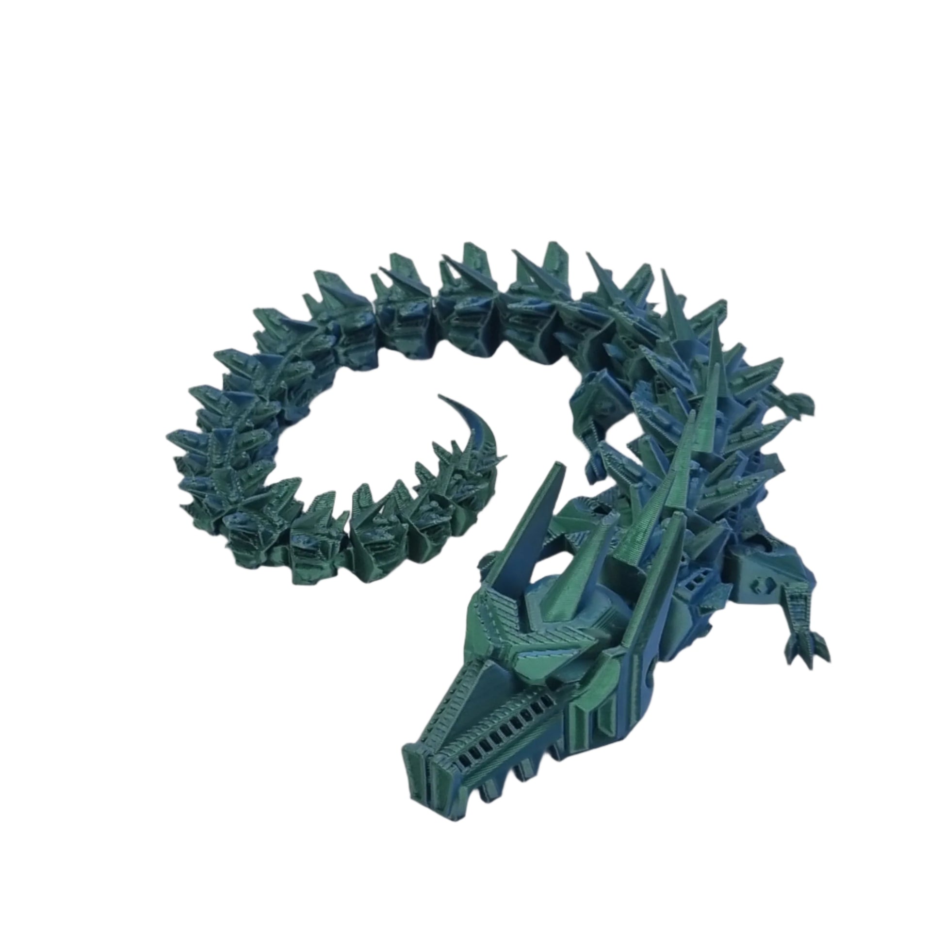 Horned dragon, holly green, curled