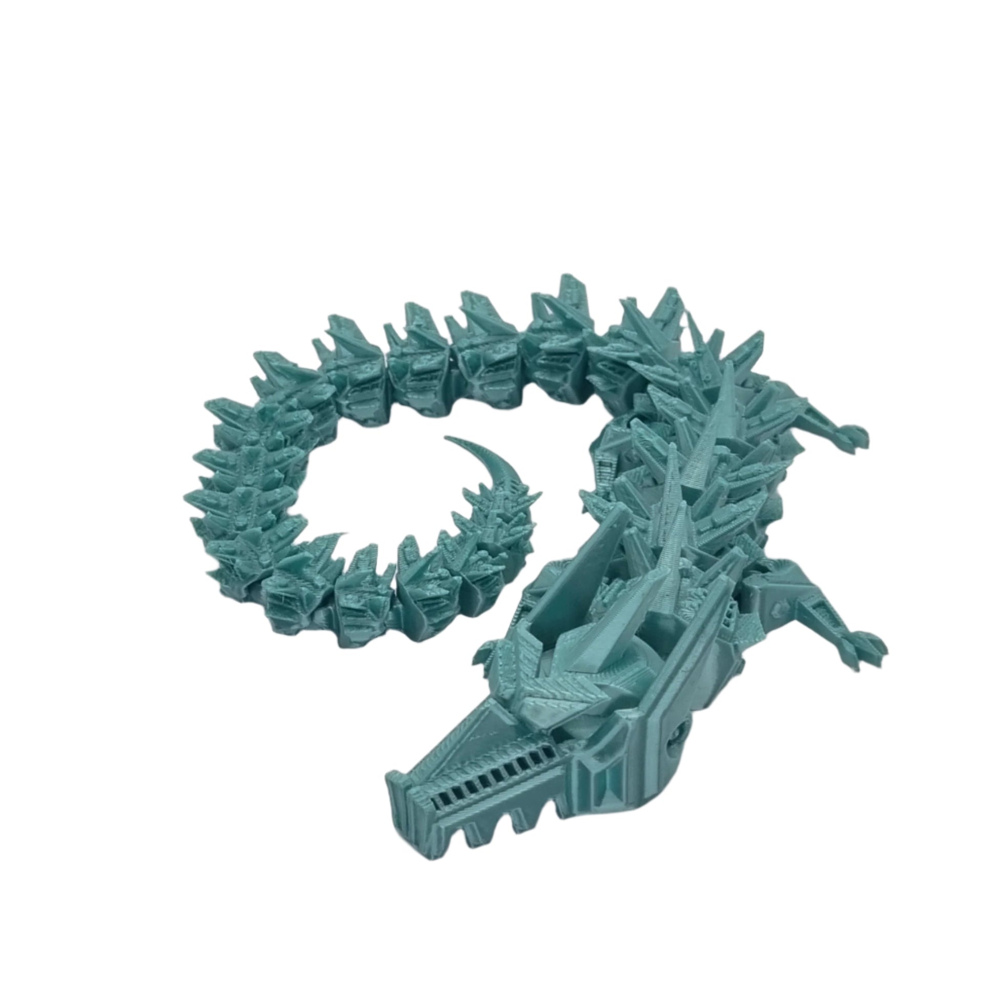 Horned dragon, mint green, curled