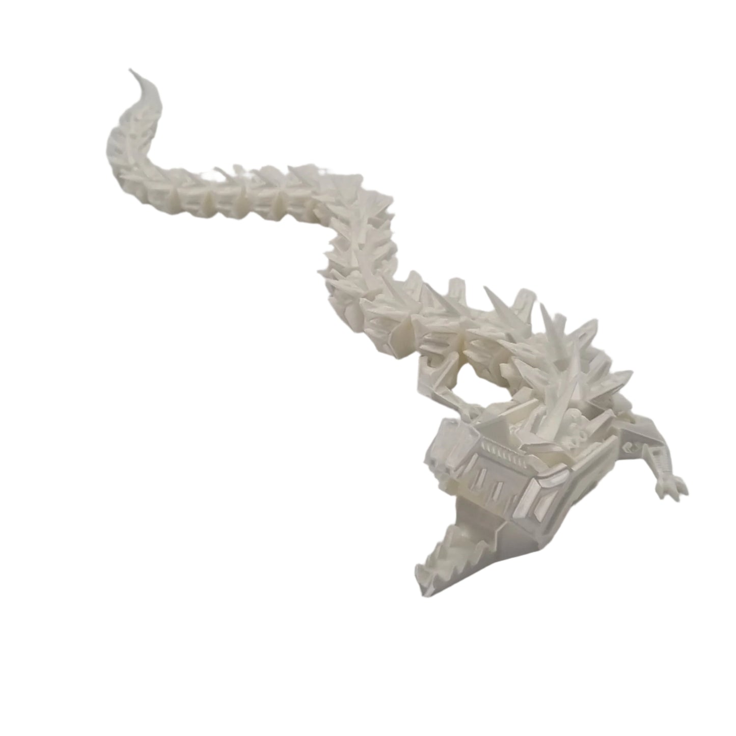 Horned dragon, silk white, twisted