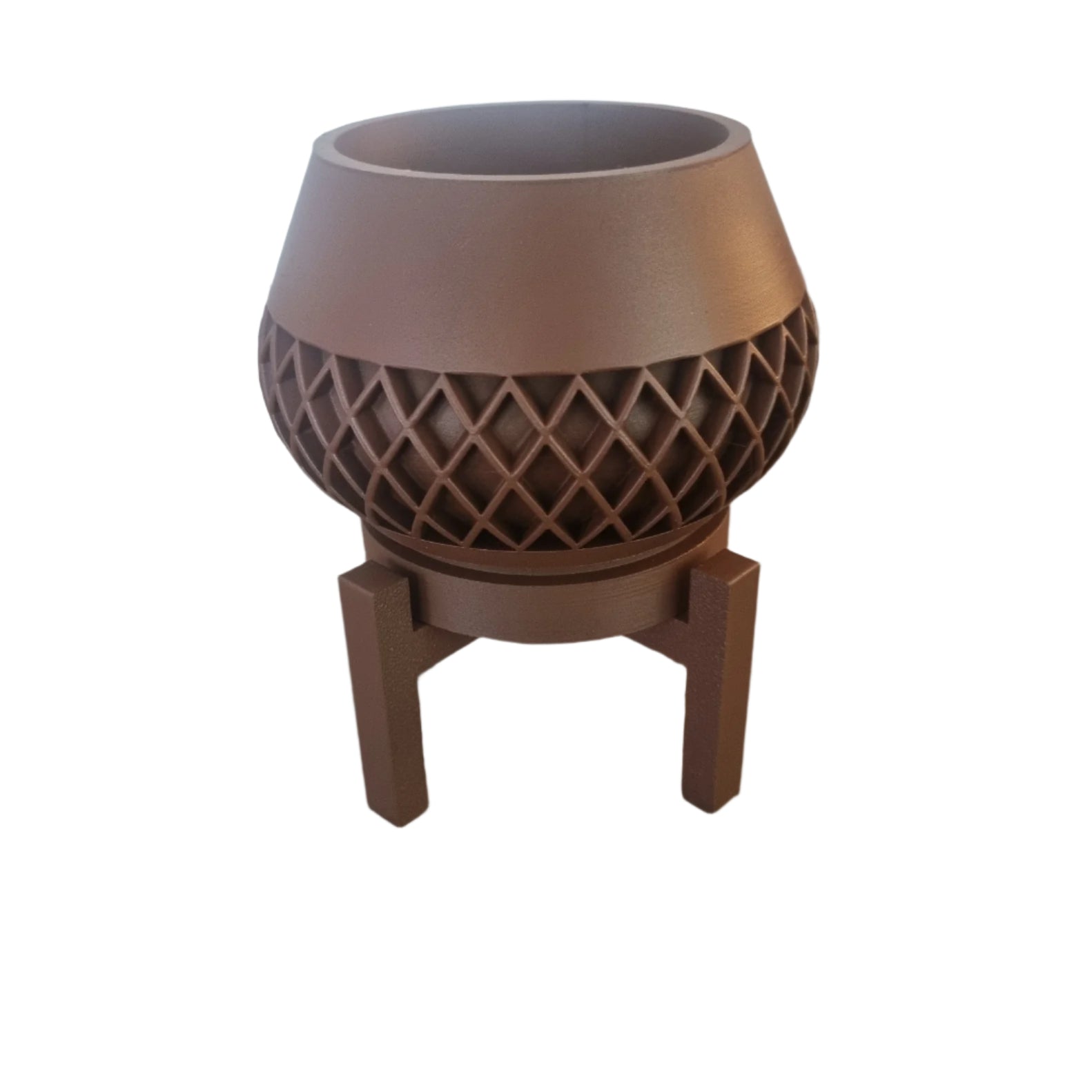 LatticeLift Planter, brown, front view