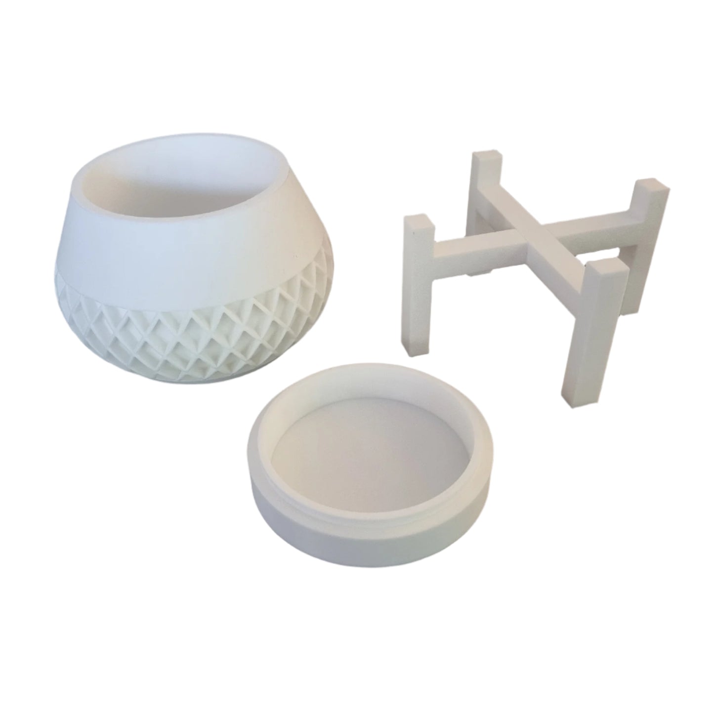 LatticeLift Planter, white, disassembled view