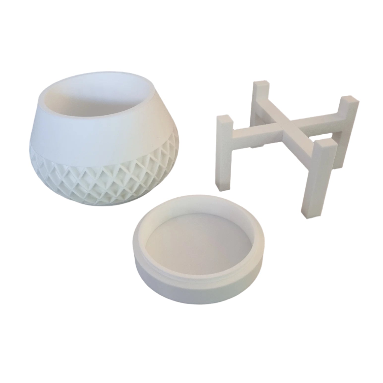 LatticeLift Planter, white, disassembled view