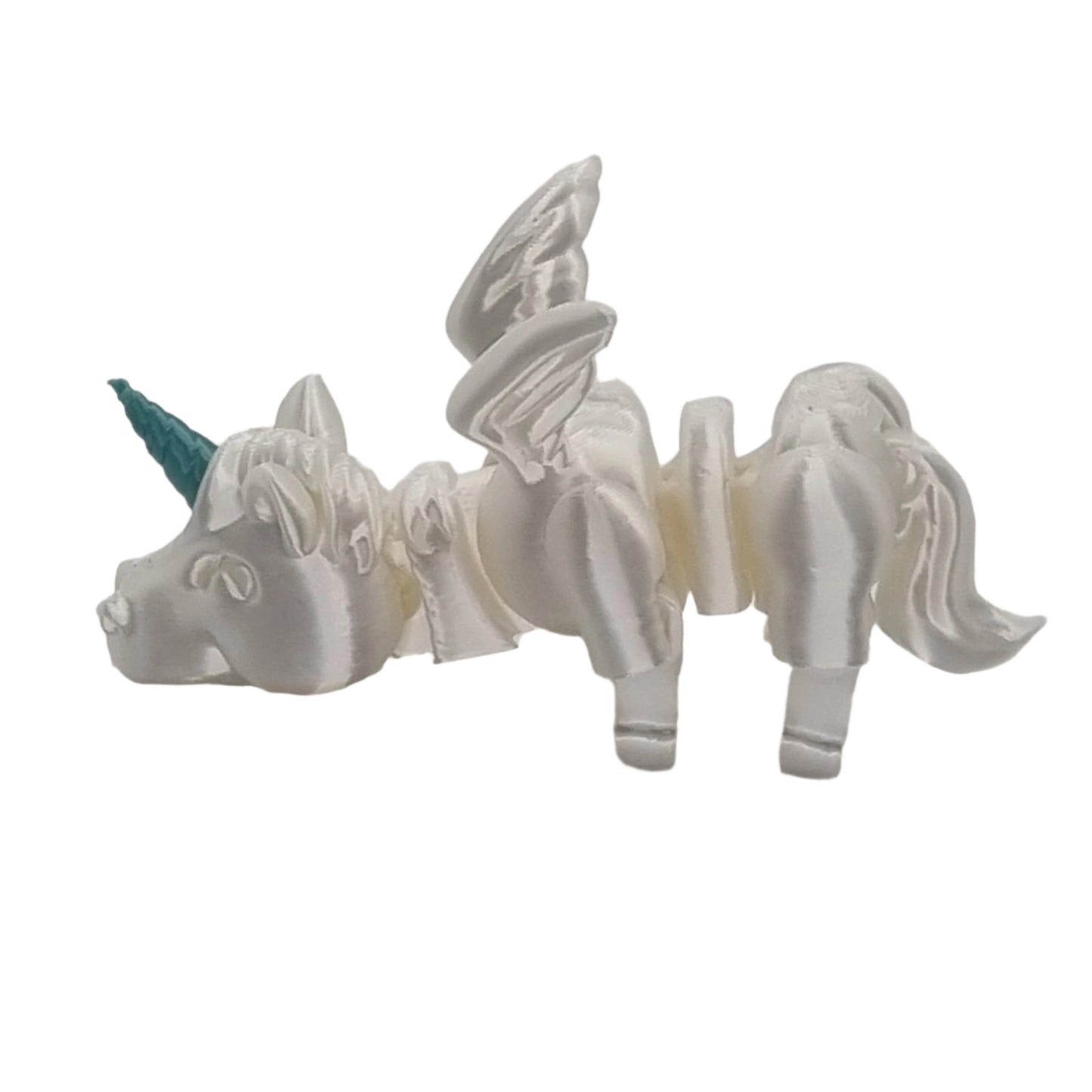 Sleepy Unicorn Articulated Series, side view, white