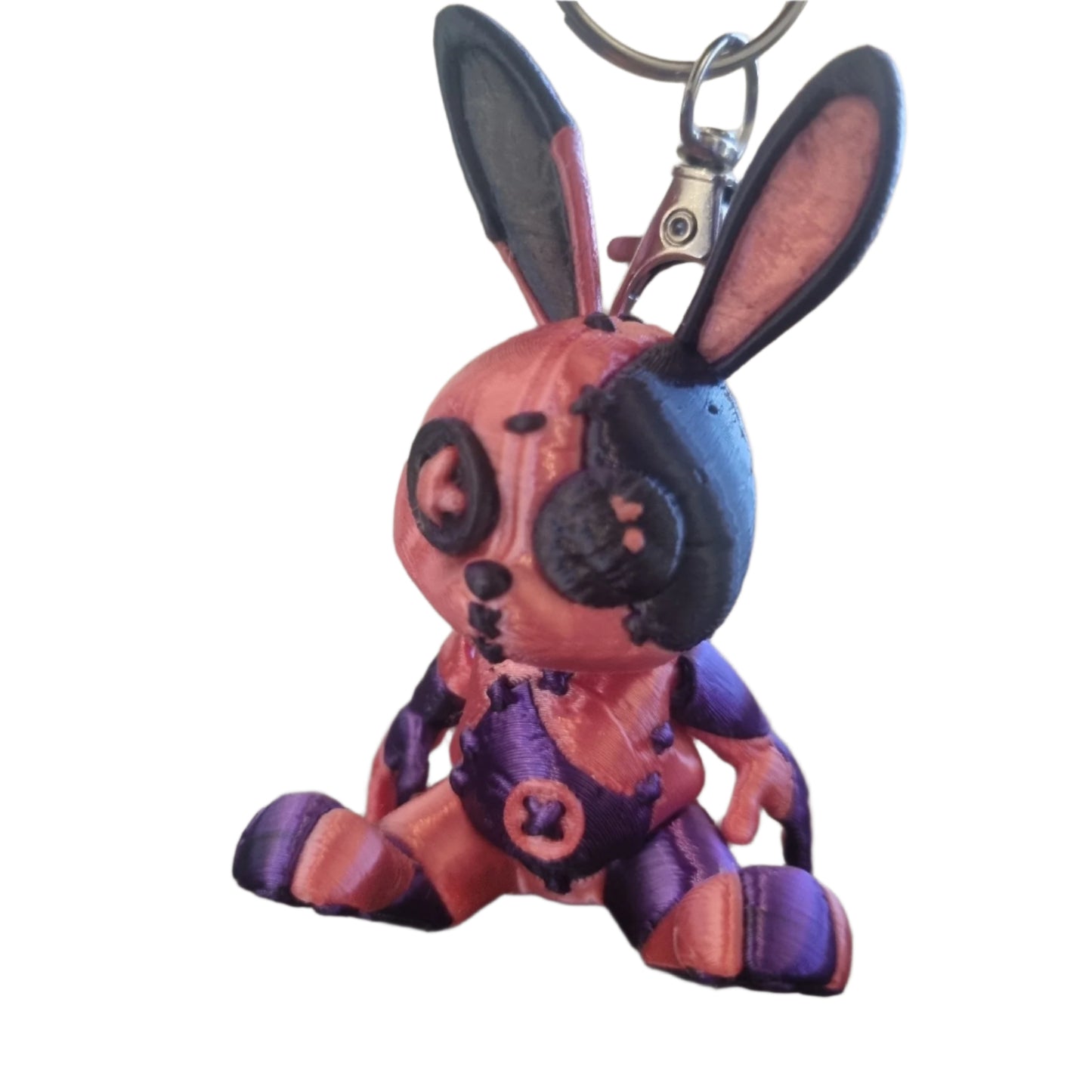 Stitchy the articulated rabbit keyring front side view