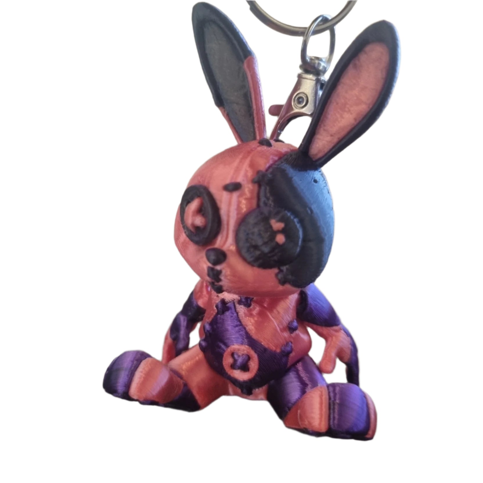 Stitchy the articulated rabbit keyring front side view