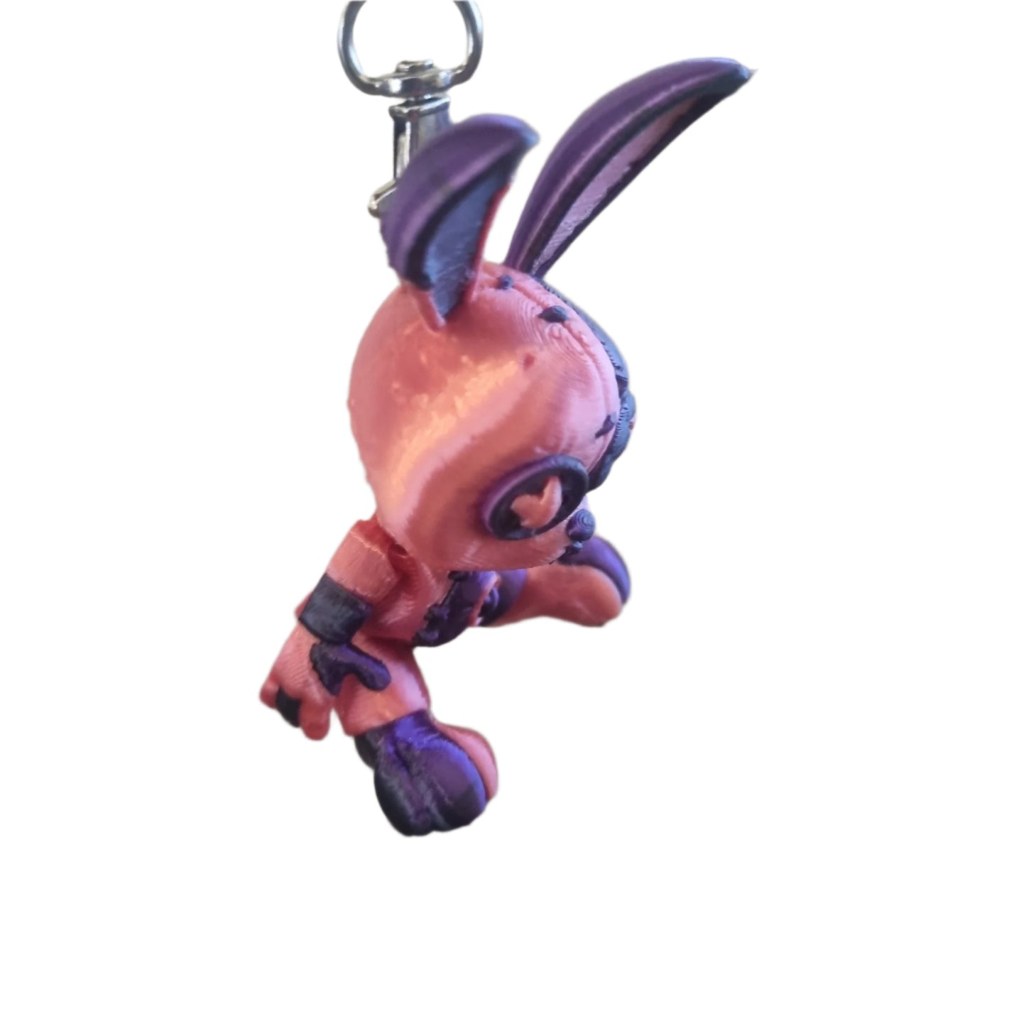 Stitchy the articulated rabbit keyring hanging view