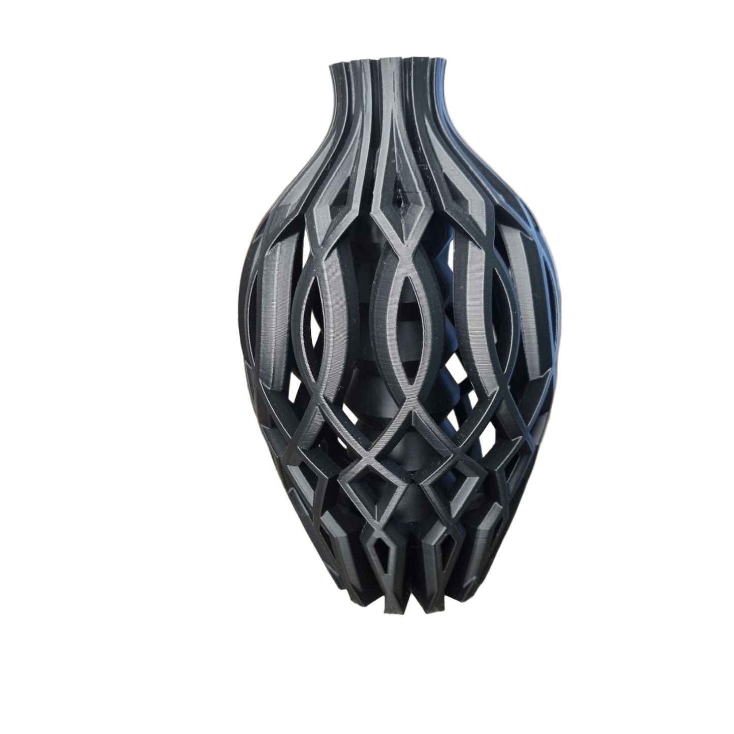 Black and black geometric-patterned vase