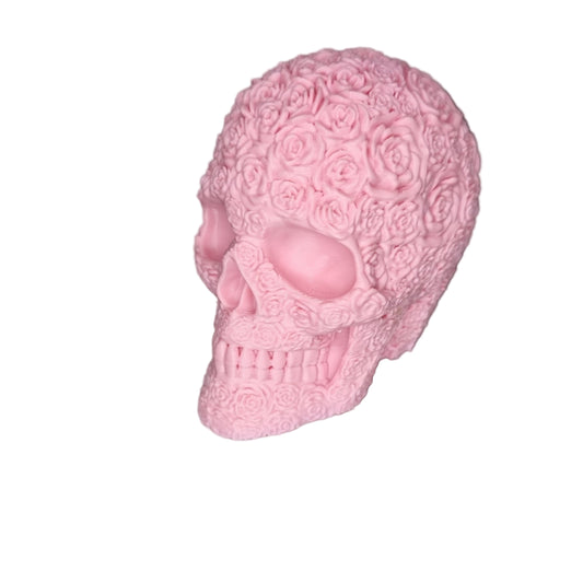 Pink skull with floral patterns, unique art design