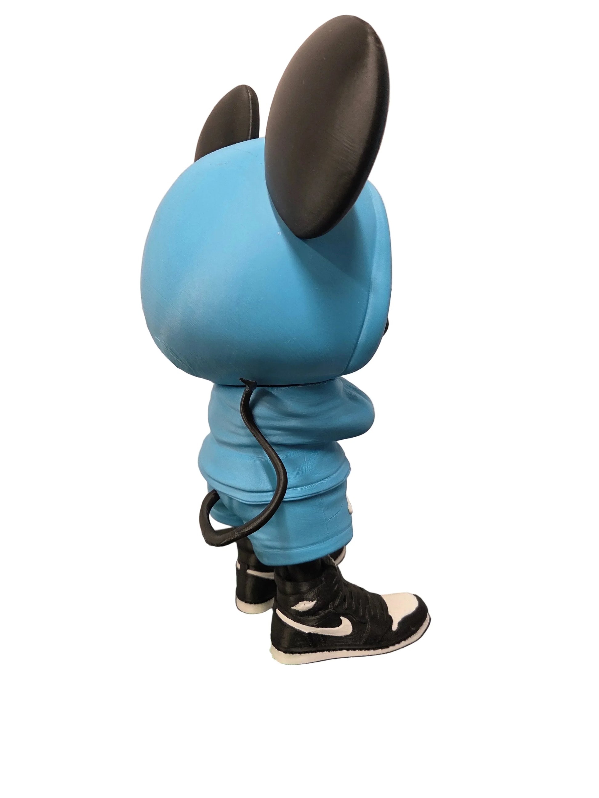 Urban Streetwear Mickey Mouse 3D Printed Figure - Blue Hoodie Angry Pose 28cm - TailoredPrints